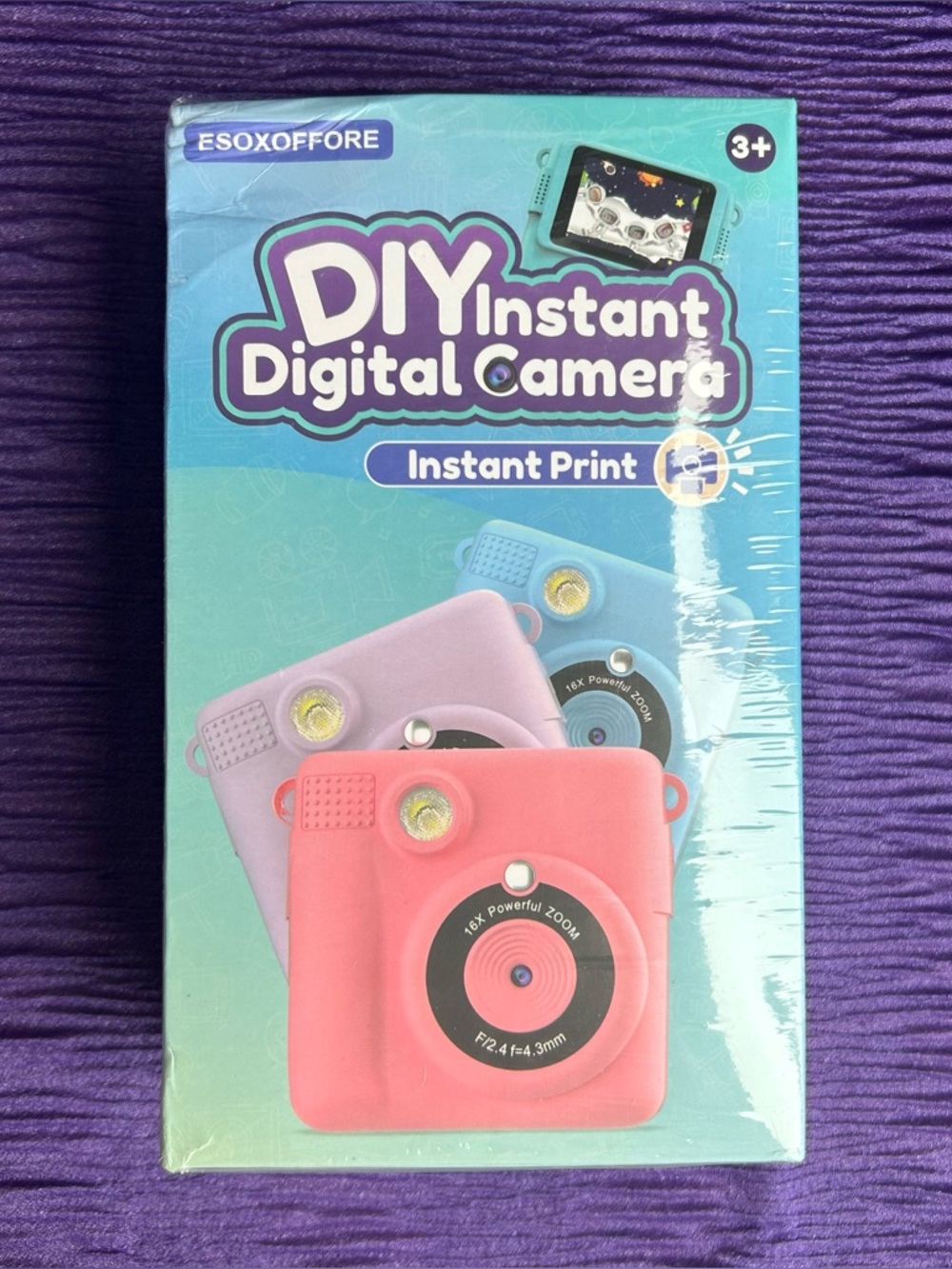Purple Instant Print Camera for Kids